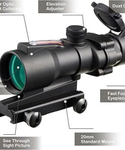 4X Prism Scope Optical Sight Red Fiber Reticle Sights Black 2