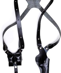 Vertical Leather Shoulder Holster fits Ruger GP100 or SP101, Magazine Pouch, Handcrafted, Right Handed, PulsarHolster