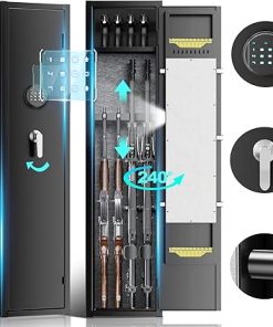 3-4 Gun Safe Gun Safes for Rifles and Pistols Rifle Safe Quick Access Long Gun Safes for Rifles Electronic Locking Gun Cabinet with Pistols Pockets Adjustable Gun Rack for Home Office Warehouse