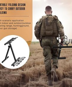 Gun Rack, Portable Folding Rifle Rack Stand, Freestanding Gun Display Indoor Storage Rack, Mobile Travel Gun Rack Stand for Shooting & Hunting Range 2