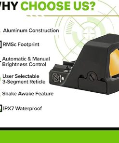 Meprolight MPO-F Open Emitter Pistol Red Dot Sight – RMR Footprint, 3-Segment Reticle, Shake Awake, IPX7 Waterproof, 10+2 Brightness Settings, 20,000+ Battery Life 2