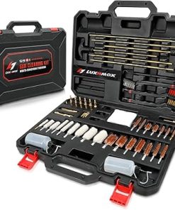 59-in-1 Universal Hunting Rifle Pistol Gun Cleaning Kit for All Shotguns – Carrying Case Including Cotton Mop, Bronze Brushes, Brass Jags, Brass Rods, Empty Oil Bottles (Black)