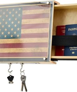 Wall Cabinet with Magnetic Lock, Wall Shelf Gun Safe, Handmade Wooden Box Storage (Acrylic Cover)