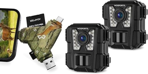 WOSPORTS Mini Trail Camera 2 Pack+SD Card Reader