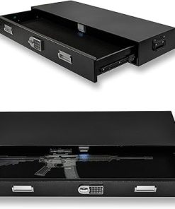 Under Bed Gun Safe Drawer for AR Rifle – Long Storage Case for Car Trunk Gun Storage – Rifle Safes for Home Rifle and Pistols, Horizontal and Vertical Gun Safe | 43.3‘’L x 13.8”W x 5”D