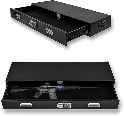 Under Bed Gun Safe Drawer for AR Rifle – Long Storage Case for Car Trunk Gun Storage – Rifle Safes for Home Rifle and Pistols, Horizontal and Vertical Gun Safe | 43.3‘’L x 13.8”W x 5”D Under Bed Gun Safe Drawer for AR Rifle - Long Storage Case for Car Trunk Gun Storage - Rifle Safes for Home Rifle and Pistols, Horizontal and Vertical Gun Safe | 43.3‘’L x 13.8''W x 5''D