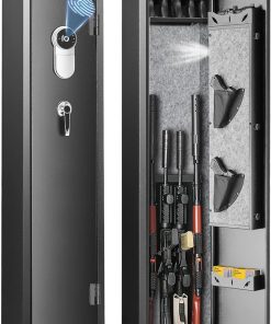 VEVOR 5 Rifles Gun Safe, Rifle Safe with Fingerprint Lock, Quick Access Gun Storage Cabinet for Shotguns with Removable Shelf & Pistol Rack