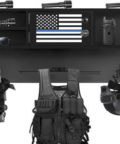 Alloy Steel Police Gear Rack, Wall-Mountable with Keypad Lock – Duty Gear Rack Police with Free Flag – for Police Stations, Fire Departments & Tactical Gear Wall Mount Needs