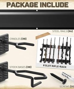 XDOVET 4/6/8 Slot Gun Rack for Wall, Adjustable Indoor Wall Mount Gun Rack, Heavy Duty Steel Vertical Gun Display Suitable for Rifles, Shotguns and Sniper Rifles Storage 2