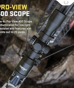 TenPoint 4x Pro-View 400 Illuminated Reticle Scope, Black – 100 yd Distance with Aiming Points Out to 70 yd – Includes Flip-Up Scope Caps 2