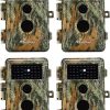 BLAZEVIDEO 4-Pack Game & Trail Cameras 32MP 1296P 75ft Night Vision Time Lapse Wildlife Deer Hunting Cams No Glow Infrared Motion Activated IP66 Waterproof Password Protection Photo & Video Model