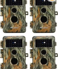 BLAZEVIDEO 4-Pack Game & Trail Cameras 32MP 1296P 75ft Night Vision Time Lapse Wildlife Deer Hunting Cams No Glow Infrared Motion Activated IP66 Waterproof Password Protection Photo & Video Model