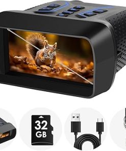 Night Vision Goggles-4K Night Vision Binoculars, 4500mAH Rechargeable Infrared Binoculars with 4.5″ Large Screen, 32GB TF Card can Save Photo and Video, Perfect for Wildlife Observation(Black).