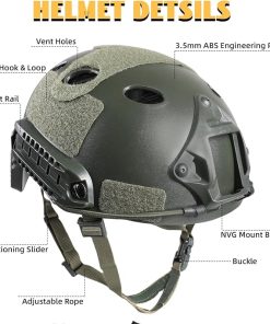 Adjustable Tactical Helmet with Helmet Cover, PJ Type Tactical Multifunctional Protective NVG Mount for Cosplay Hunting Shooting 2