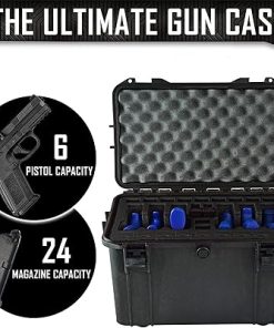6 Pistol 24 Magazine Doro Gun Case with Custom MyCaseBuilder Foam Insert – Waterproof, Heavy-Duty Tactical Firearms and Ammunition Holder, 12.5 x 17.9 x 11.4 Inches 2