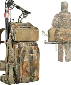 NEW VIEW Bow Hunting Backpack for Men, Camo Compound Bag & Tree Saddle Back Pack with Bow Holder, for Elk Turkey Bear Deer (Updated Version)