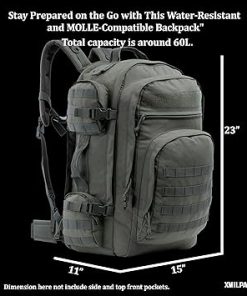 Large Tactical Backpack Bag with Stowable Shoulder Straps for Hiking, Camping, Traveling, Bug-Out 58L 2