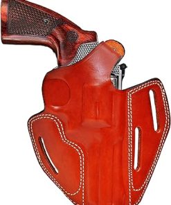 Leather Belt Holster fits Taurus 856 Defender or Model 605 692, Handcrafted, 3 Slot Pancake, Thumb Break, Right Handed, PulsarHolster