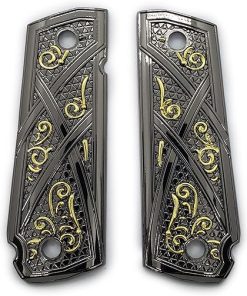 Round Heel 1911 Grips for colt, Rock Island,sig, Springfield Black Gold 2