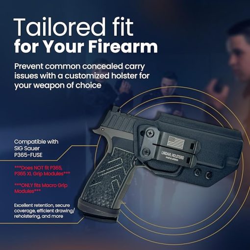 IWB Compatible with Sig P365-FUSE Holster - Optic Ready - Inside The Waistband Concealed Carry - Adjustable Cant and Retention Kydex Holster - Made in The USA - Image 2