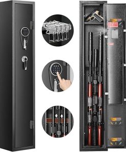 VEVOR 3-4 Rifles Gun Safe, Rifle Safe with Digital Keypad & Lock, Quick Access Gun Storage Cabinet for shotguns with Removable Shelf, Pistol Rack, Ammo Storage Box for Home Rifle and Pistols