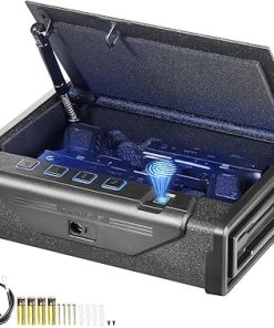 VEVOR Gun Safe for Pistols, Biometric Gun Safe with Three Quick Access Ways of Fingerprints, Passwords and Keys, Handgun Safe for 2 Pistols for Home, Bedside, Nightstand, Car