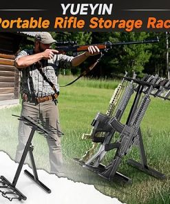 Adjustable Folding Gun Rack Stand for Rifles and Pistols, 11-Slots, Portable Gun Rack for Outdoor Shooting and Hunting, Metals, Rubber Wrapped Edges, Scratch Resistant, Black 2