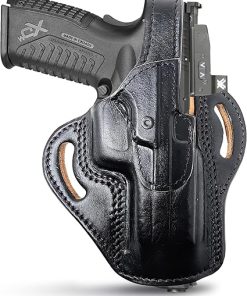OWB Thumb Break Leather Gun Holster. Fits for .40 / .45 Sig P320 Leather Holster/Springfield XDM (5.5″) and Most 9mm. Holsters for Pistols