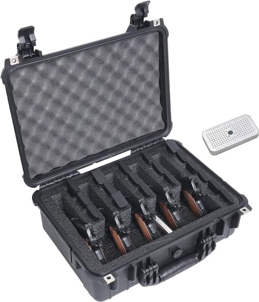 Case Club 5 Pistol and 20 Magazine Pre-Cut Heavy Duty Waterproof Case with Included Silica Gel Canister to Help Prevent Gun Rust (Upgraded Gen-3)
