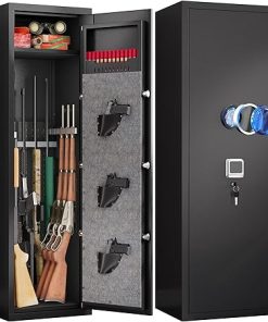 10-15 Gun Safe,Large Gun Safes for Home Rifle and Pistols, Quick Access Shotguns Rifle Gun Cabinet,with Adjustable Gun Rack and Removable Partitions(Black)