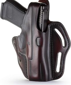 1791 Gunleather – Thumb Break Holster for XDS and Double Stack Pouch for Belts – OWB Leather Gun Holster – Right Hand – Fits Glock 17, 19, Ruger SR9, SR22, Sig Sauer P225, SW Shield MP9 MP40 2
