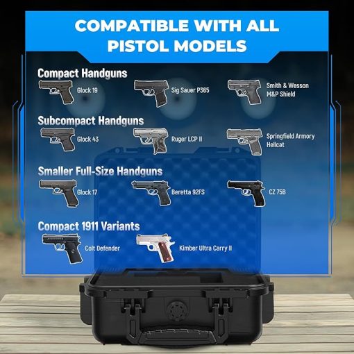 CIGCRAFTX Tactical Hard Pistol Case – Waterproof & Shockproof Gun Storage with Customizable Foam Insert, Travel-Ready Hardshell Fits Most Firearms - Image 2
