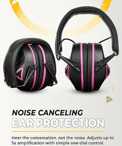TradeSmart Complete Pink Shooting Protection Bundle: Electronic Earmuffs, Shooting Glasses, Carrying Case & Tactical Hat 2