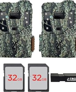 Browning Defender Pro Scout MAX Extreme HD Cellular Trail Game Camera (AT&T+VERIZON) Bundle Includes 32GB Memory Cards and J-TECH Card Reader (20MP) 2 Pack | BTCPSMXHD