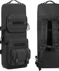 DSLEAF 36” Double Soft Rifle Case, Padded Rifle Backpack with Lockable Zippers and Pockets for Accessory, Tactical Rifle Bag for Shooting and Hunting