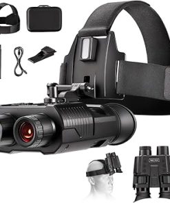 PINTY Head Mounted Night Vision Goggles, Rechargeable Binoculars for Adults, 4X Digital Zoom IR Night Vision Binoculars with 1080P Video & 3MP Photo, Professional Binoculars for Bird Watching Hunting