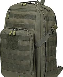 US Army WHISKEY Tactical Backpack – Heavy Duty Material, Molle Webbing, Multi-Compartment, Padded Laptop Sleeve, High Performance Military Backpack for Travel, Hiking, and Work – 24 L – Tactical Green