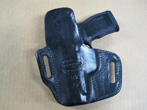 Azula OWB Leather 2 Slot Molded Pancake Belt Holster for Glock 43, 43X, 43X MOS with Optic, Black Right Hand - Image 2