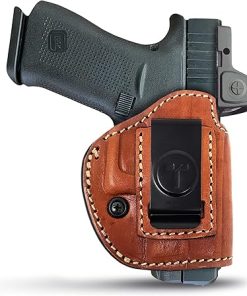 4 in 1 Multi Position IWB/OWB Leather Holster Optic Ready. Fits for Glock 43-43X 48, Ruger Max 9 mm Similar Frames. Concealed Urban Carry Gun Leather Holster for Pistols