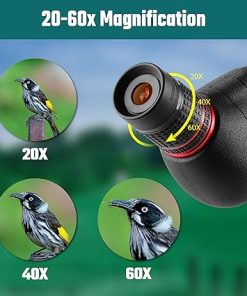 ESSLNB 20-60×80 Spotting Scopes, 45 Degree Angled BAK4 High Definition Waterproof Spotter Scope with Tripod, Carrying Bag and Phone Adapter for Bird Watching Wildlife Scenery Target Shooting Hunting 2