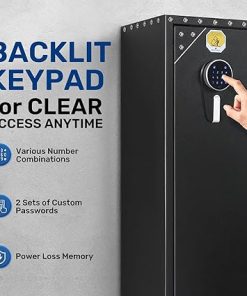 BlackSmith Gun Safe for Rifle Pistols Home Gun Rifle Safe with Keys Keypad Quick Access Handgun Safe Wall Mount Gun Cabinet with Door Panel Organizer 16 Gauge Alloy Steel 2