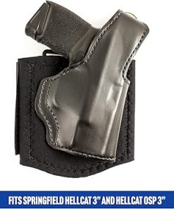 DeSantis Die Hard Ankle Rig, Concealed Ankle Holster, Leather Lined Holster with Thumb Break, Neoprene Leg Band, Fits Springfield Hellcat 3”, Hellcat OSP 3”, Unisex, Right-Hand Draw, Black 2