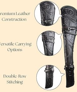 Hulara Real Leather Rifle Scabbard for Lever Action Rifle Case Shotgun Scabbard Carved Saddle Scabbard For Henry Big Boy Rifle With Padded Interior Protection 2