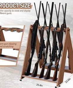 Barydat Wooden Standing Gun Racks Portable 10 Gun Weatherproof Gun Storage Rack Easy to Assembly Rifle Display Stand for Floor Pistol Camp, 23 x 25 x 22 Inches 2
