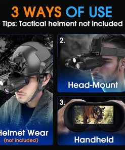 Night Vision Goggles, Head Mounted Night Vision Binoculars for Adults, with Flashlight, 4K Infrared Digital Night Vision, 3000mAH Rechargeable Battery, 1312FT, 32GB SD Card 2