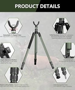 Manbily 73″ Aluminum Hunting Tripod With 360 U-Shaped Shooting Rests Head, Shooting Sticks for Hunting 2