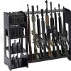 Rengue Wooden Rifle Racks with Pistol Rack, Floor Standing Gun Rack Indoor, Black