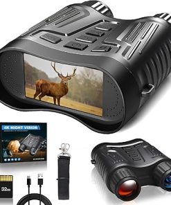 4K Night Vision Binoculars – Rechargeable Night Vision Goggles, 3.2” Digital Infrared Night Vision can Save Photo and Video with 32GB Memory Card