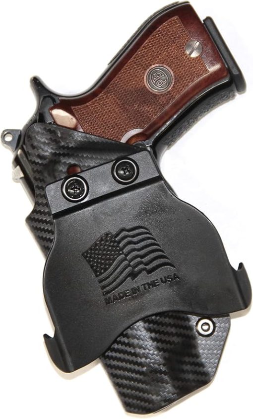 REVKEL Custom Kydex Molded OWB Paddle Holster for Beretta 84/81/B/BB (Round Trigger Guard). Black Right Hand Draw. Hand Crafted in Texas, USA. - Image 2