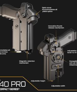 Orpaz T40 Light Bearing Holster, Adjustable and Modular Holster with Flashlight Fits Most Pistols and Most Lights, Lasers, Sights and Optics 2